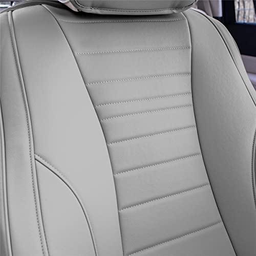 We Are Young Life Is Fun™ Grande70 Luxe Faux Leather Car Seat Covers With Sleek Pattern – Front Set Gray Seat Covers Cushion Pad Seat Cover Universal Fit Car Seat Protector Automotive #TOP2