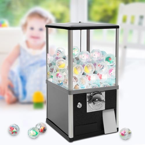 Bulk Vending Machine Commercial Gumball Machine 4.5-5cm Balls Capsule Toys Dispenser Machine 25 Cents Coin Operated Vending Machine Candy Machine Dispenser for Selling Small Capsule Toys Candy Black