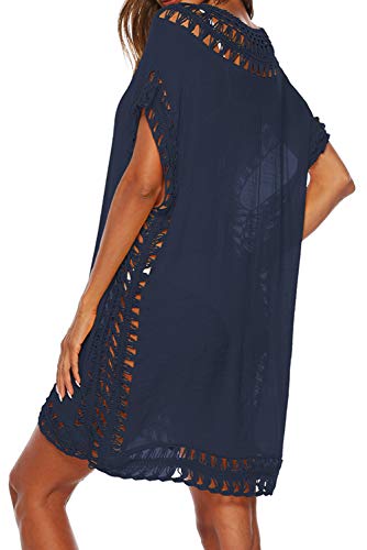 Image of Adisputent Womens Swimsuits Cover Ups Crochet Chiffon Beach Cover Bathing Suit Bikini Wear Coverups Dress