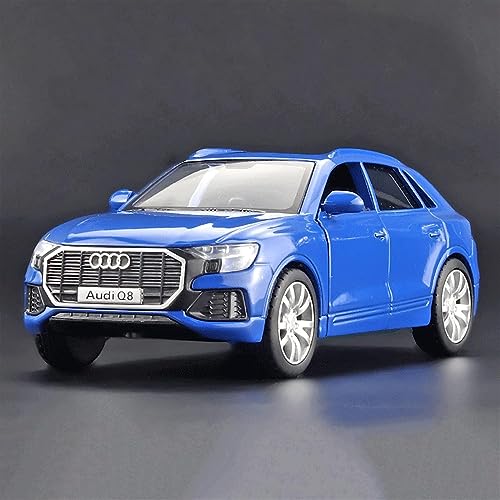Image of DEOXY 1:32 Scale Audi Q8 Die-Cast Metal Pullback Car Toy with 6 Openable Doors, Lights, and Sounds for Kids Boys and Girls Children(Blue)