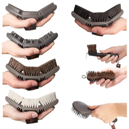 Animalon Deluxe Set | CareFlex Horsehair Brush, Curry Comb, Shine Brush and Massage Curry Comb, Mane & Tail Brush, Hoof Brush, Hoof Pick | Brush Set