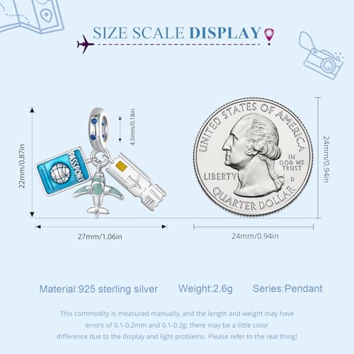 BABAMIA Sterling Silver Travel Charm Pendant, Series Silver Beads Charms For Women Bracelets Jewelry Making — view 6