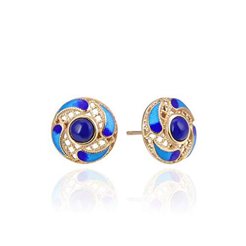 Pendientes S925 plata de ley tipo botón con diseño cloisonné esmaltado 2