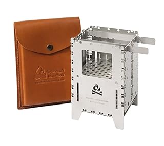 BUSHBOX XL Premium Set Outdoor Stove Hobo Stove Camping Wood Gas Spirit Foldable Compact Stainless Steel with Accessories Universal Grate XL Leather Case