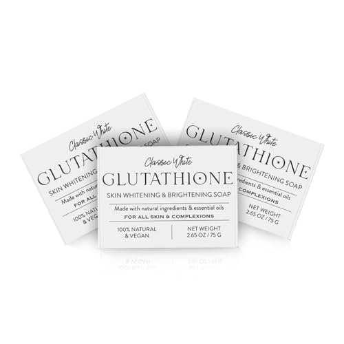 Glutathione Skin Whitening & Brightening Soap | Made with Natural Ingredients & Essential Oil | For All Skin Type & Complexions | Natural & Vegan | 75g - Pack of 3 | 7.93 Ounce