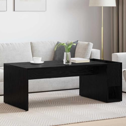 Foknhdi Mesa de centro de roble negro, 101 x 50 x 37 cm, aparador moderno con espacio de almacenamiento para salón, dormitorio, pasillo