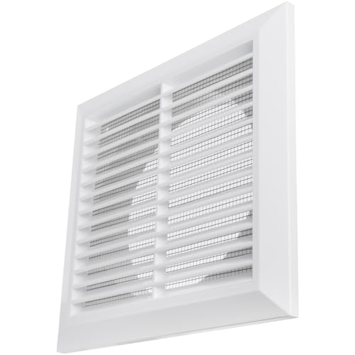 Vent Systems Kanał 15.2 cm – 20.3 cm x 20.3 cm zewnętrzna osłona otworu wentylacyjnego – rura wylotowa do łazienki – biała żaluzja, osłona wentylacyjna suszarki zewnętrznej, biała, 150 mm, 200 x 200