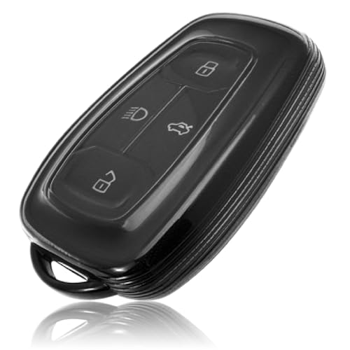 Image of JVCV Soft TPU Transparent Black Key Cover Compatible with Tata Nexon Harrier Safari Altroz Tiago EV Tigor Punch Punch EV Nexon EV 4 Button Smart Key | Shockproof Slim Fit Case (Transparent Black).