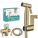 BARROCK Handheld Bidet Sprayer for Toilet, Stainless Steel Metal Made Baby Cloth Diaper Spraying Kit, Bathroom Toilet Bidet Attachment Set for Bathing Pets and Feminine Hygiene, Brushed Brass Gold