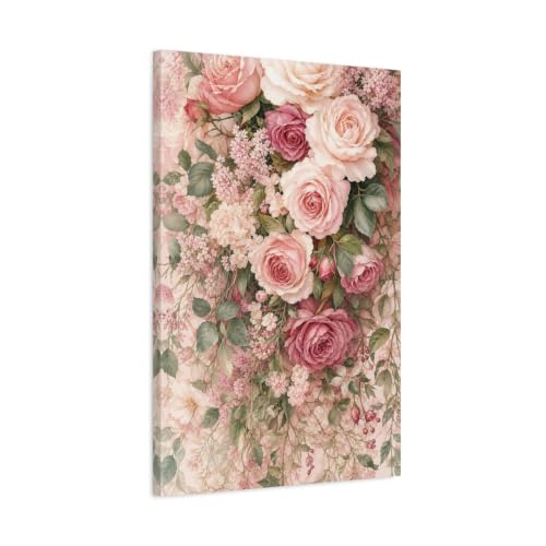 Impression sur toile roses aquarelle avec châssis épais de 3 cm de qualité