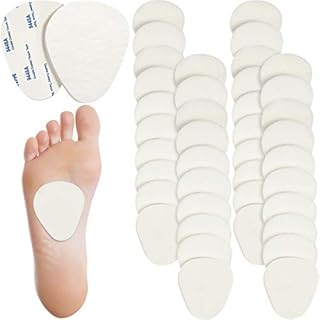 40 Pieces Metatarsal Felt Feet Insert Pads Ball of Foot Cushion Pain Relief Forefoot Support Adhesive Foam Foot Cushion Pad for Men and Women 1/4 Inch Thick (White)