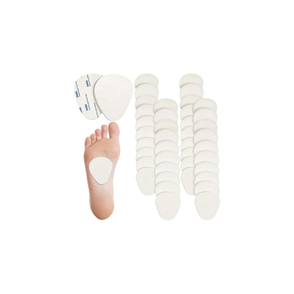 Syhood 40 Pcs Metatarsal Pad Men Women 1/4 Inch Thick Ball of Foot Pain Relief Cushions Thick Metatarsal Felt Pads Cushion Pain Relief Forefoot Support Mat (White)