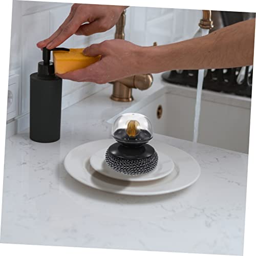 Ipetboom Wire Cleaning Brush Stainless Steel Flatware Round Dish Pads Wok Tools Pot Cleaning Brush Pan Scrubber with Handle Household Cleaning Tools Pot Sponge Cooking Utensils Soft Plastic - Thumbnail 2