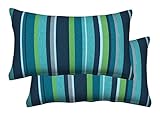 Honeycomb Indoor/Outdoor Stripe Poolside Lumbar Toss Pillow: with Recycled Polyester Fill,...