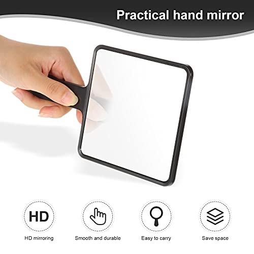 Jetec 3 Pieces Handheld Square Mirror Small Mirrors With Handle Black Hand Mirror Makeup Handheld Mirror Hairdressing Mirror For Face Makeup Portable Travel Vacation Home And Salon #TOP3