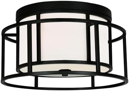 Crystorama Brian Patrick Flynn Hulton 2 Light Matte Black Flush Mount
