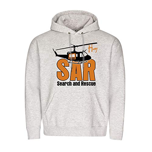 Sweat à capuche Huey SAR Search and Rescue avion de sauvetage gris XX-Large