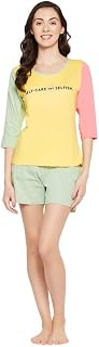 Clovia Women's Cotton Print Top & Chic Basic Shorts Set Price In India