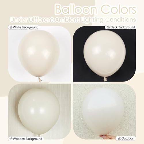 Image of Sand White Balloons 12 inch, Beige Latex 50pcs Party Balloons | Wedding, Bridal Shower, Baby Shower, Birthday Party Decorations