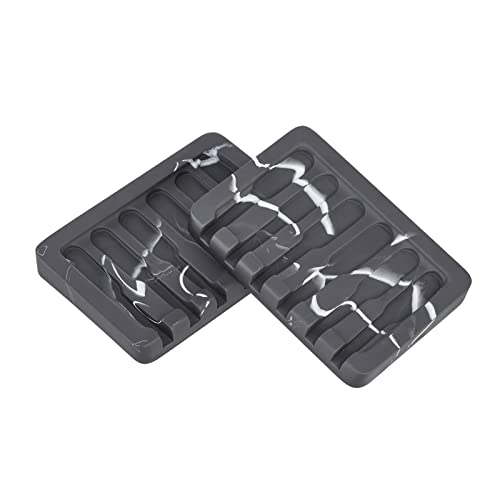 INIUNIK Self Draining Soap Dish - Marble Look Soap Holder Tray Savers Box Container Sponge Holder for Bathroom Shower Kitchen, Black by INIUNIK - Used condition - Image 8
