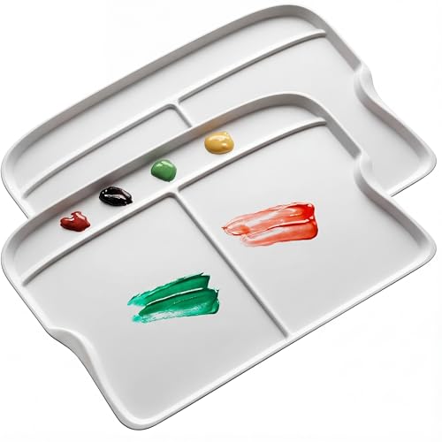 DUGATO Rectangular Plastic Paint Palette, 2-Pack Mixing Tray, 13.8 x 9 in