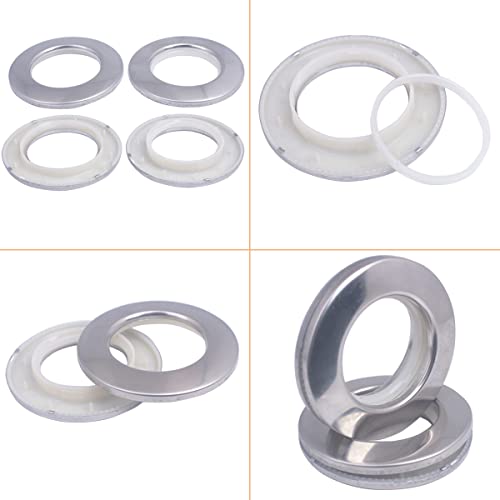 10 Pack Stainless Steel Curtain Grommets, 2 In 1 Metal Curtain Ring Eyelets Metal Grommet Abs Plastic Curtain Eyelet Clips,1.65"42Mm Inner Diameter For Window Drapery Tape (10-Pack Silver) #TOP3