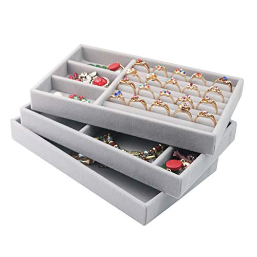 Jilin Brinco, colar e pulseira, anel empilhável de veludo, bandeja organizadora