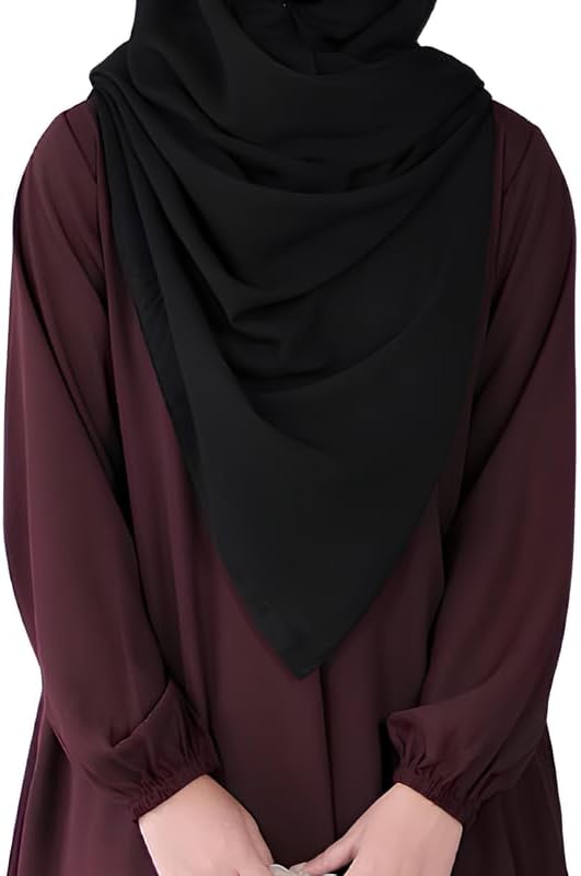 Muslim Closet Two Pieces Abaya Dress with Elasticated Sleeves made with Nida Matte Fabric - Knee length Burqa for Women and Girls