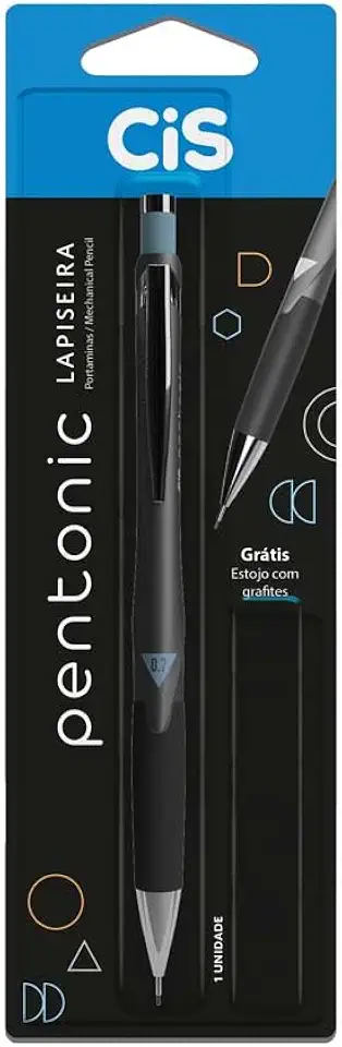 Lapiseira Profissional Pentonic 0.7 - Preta - Blister com 1 unidade + 1 tubo de grafite