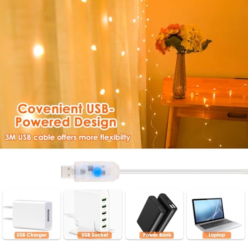 Anpro Fairy Lights,300 LED USB String Lights with 8 Light Models for Party Decoration,Indoor Lighting,Bedroom,Wedding Decor,Christmas Tree Lights - Image 6