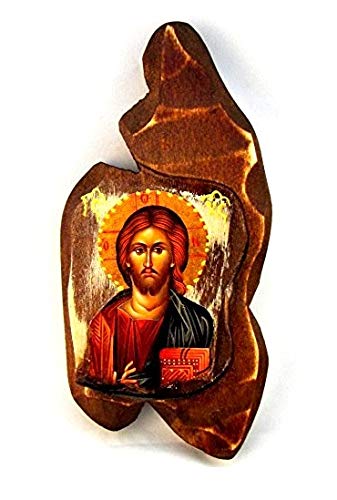Icône de Jésus Christ en bois chrétienne orthodoxe grecque faite à la main Sf0