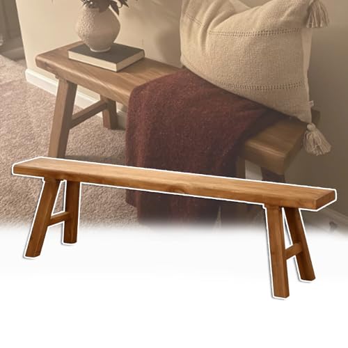 Banco Largo y Estrecho de Madera rústica para Entrada de casa de Campo en Interiores, Banco de Madera para el Final de la Cama, Banco de Madera Natural para Cocina, Sala de Estar, Comedor, r