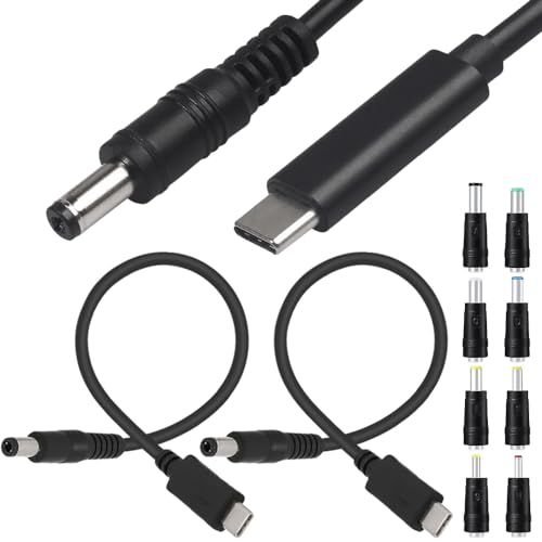 HAAMNING7 USB-C auf DC Stromkabel 12V 3A (2×, 1 m) mit 8 DC-Konvertern 5.5×2.1 mm