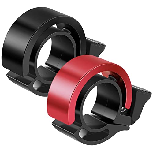2 pcs Fahrradklingel, Mini Aluminiumlegierung, Innovative Fahrradklingel Mountainbike Fahrradglocke mit Lauten Klaren Klaren Kla, Laut und Hell, Für 31.8 mm Lenker, Q Design(schwarz+rot) Cover