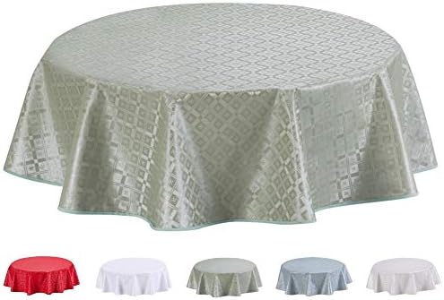 Home Direct Round Embossed Oilcloth PVC Wipe Clean Tablecloth Table Cover 140cm 55" Pale Grey Light
