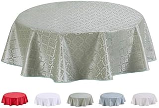 Home Direct Round Embossed Oilcloth PVC Wipe Clean Tablecloth Table Cover 140cm 55" Pale Grey Light