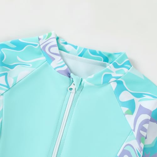 Image of Toddler Girls Long Sleeve Swimsuits Girl Swimwear Little Girls Swimsuits 2 Pieces Toddler Rash Guard Swimsuit Print
