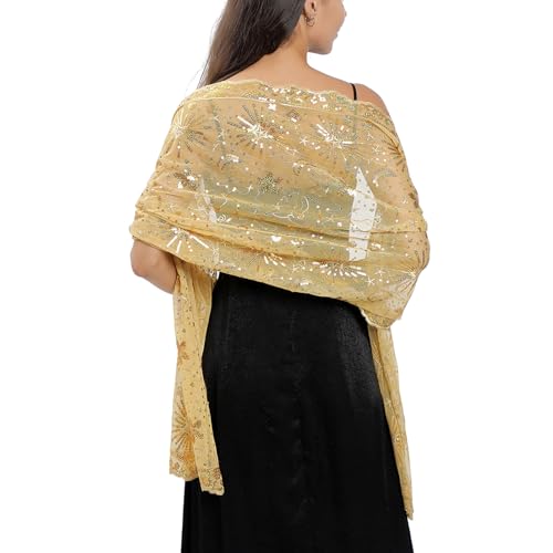 Ladiery Sequin Stars Moons Shawls and Wraps for Evening Dresses,Women