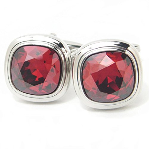 ブリリアントカット スワロフスキー ルビーのカフス カフリンクス カフスボタン
