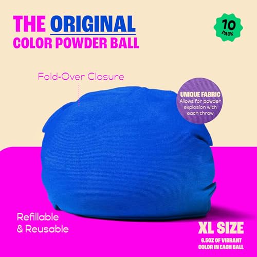 Chameleon Colors Original Color Powder Balls - 10 Vibrant Colors - Prefilled & Refillable - Non-Toxic - Great for Color War, Birthday Party, Bachelor Party Games & Fun Run - for 5-10 People