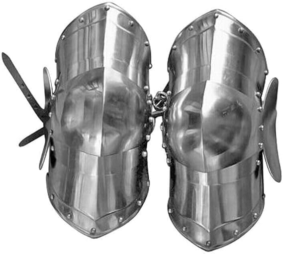Medieval Steel Knee Armor – Pair of Handmade Poleyns with Side Wing Guards – 18 Gauge Steel Leg Protection for LARP, Reenactment, SCA & Cosplay Costume