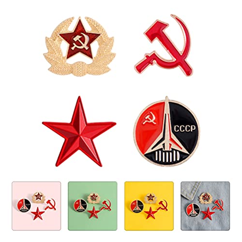 4 Pcs Distintivo De Broche Cinco Estrelas Uniforme Soviético Chapéus Russos Alfinete De Esmalte Russ