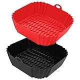 2 Pack Air Fryer Silicone Liners, 8.5''Square Air Fryer Silicone Basket,Heat Resistant Easy Cleaning Air Fryers Oven Accessories, Reusable Air Fryer Silicone Bowl Fits 4 To 7QT