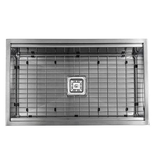 Strictly Sinks Undermount Workstation Kitchen Sink– Silver 32 Inch Scratch & Stain Resistant –16 Gauge With Single Bowl Bottom Grid, Wooden Cutting Board – Colander With Single Square Disposal Adapter #TOP2