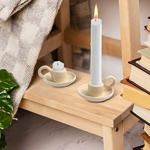 Cabilock Candle Holders Ceramic Candlestick Holders With Handrail For Dinner Wedding Party Church Bedroom Living Room 2Pcs #TOP2