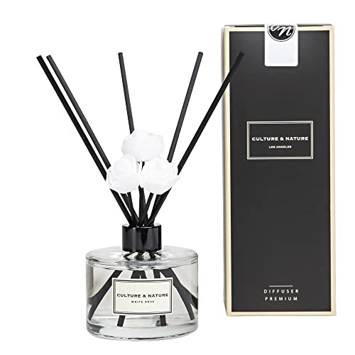 Image of CULTURE & NATURE Reed Diffuser 6.7 oz (200ml) White Rose Scented Reed Diffuser Set