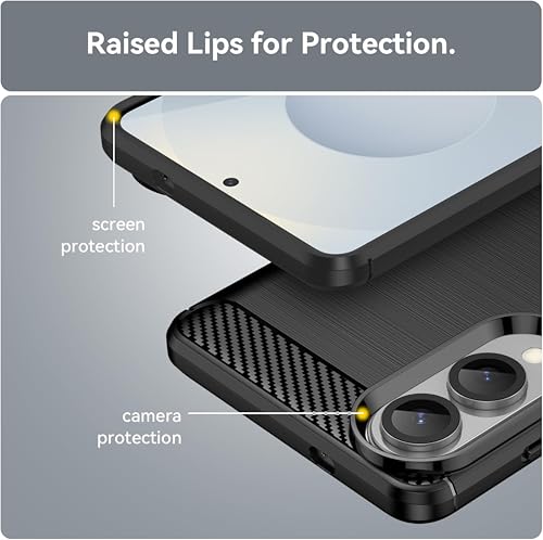 Image of Soft Carbon Fiber TPU Slim Military Grade Drop Protection Case Cover Compatible with Samsung Galaxy S25 Edge 5G (2025) (Carbon Black)