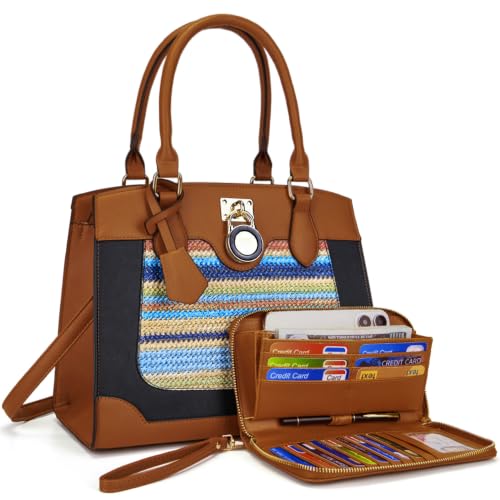 Qiyuer Cute Satchel Tote Purses For Women Handbag Set with RFID Wallet 2PCS