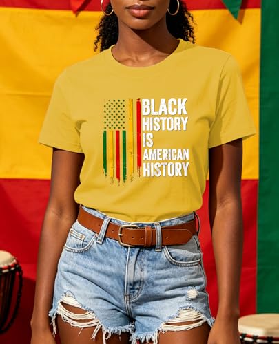 Image of Juneteenth Shirts for Women-Black History is American History Tee Tops African American Short Sleeves