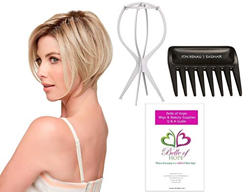 Jon Renau Ignite Lace Front HD Wig 4PC Bundle with Plastic Wig Stand, Wide Tooth Comb, 19 Belle of Hope Page Q and A Guide (22F16)